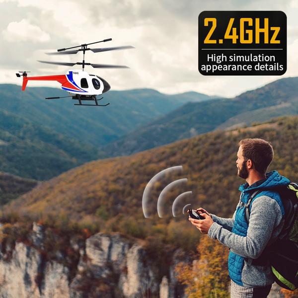 2,4 GHz-es távirányítós helikopter giroszkóp stabilizáló egygombos felszálló leszálló játék (kamera nélkül) - Fehér, 3 akkumulátor