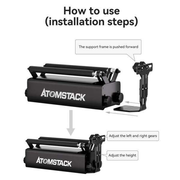 ATOMSTACK RS1 állvány forgógörgőhöz, állítható magasság 50-100 mm