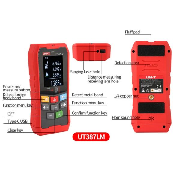 UNI-T UT387LM falérzékelő, acélhuzal/vízcső fémdetektor - falérzékelési és hatótávolsági funkció