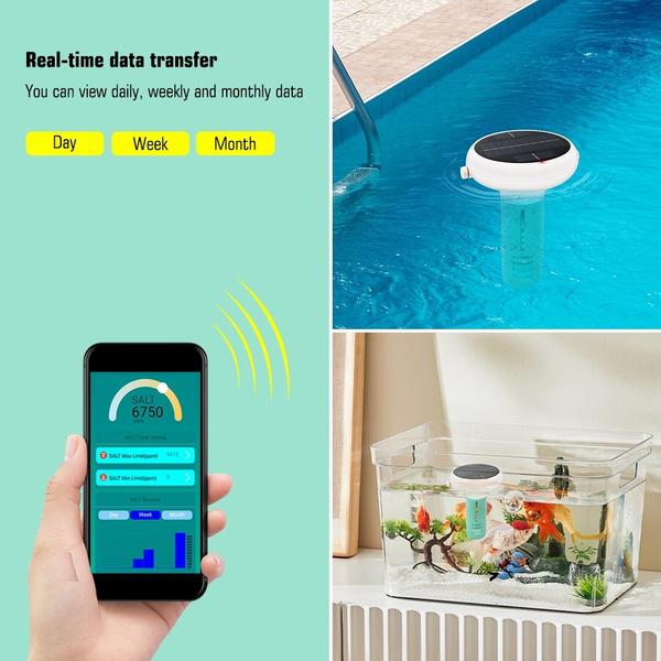 WiFi Intelligens 7 az 1-ben PH ORP EC Összes oldott szilárdanyag sótartalom Hőmérséklet Klór teszt mérő úszómedence víztesztelő online elemző napenergiával működő
