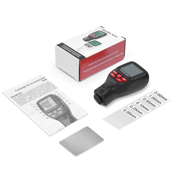 0-2000 UM nagy pontosságú LCD digitális autófólia, festékbevonat vastagságvizsgáló három szondamód nullázási kalibrációs funkcióval - Fekete