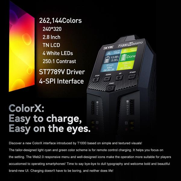 SKYRC T1000 Maestro AC/DC Dual Balance 450W 1000W akkumulátortöltő távirányítós modellhez
