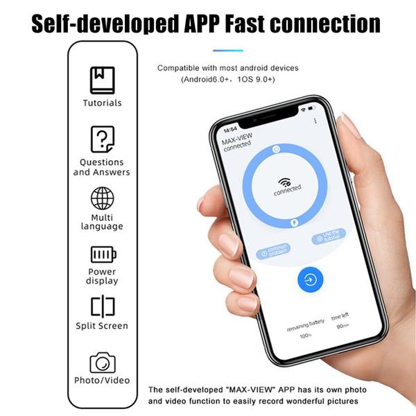 Vezeték nélküli digitális mikroszkóp, nagy tisztaságú 1080p WIFI 50x-1000x nagyítás - Fekete, változat 1