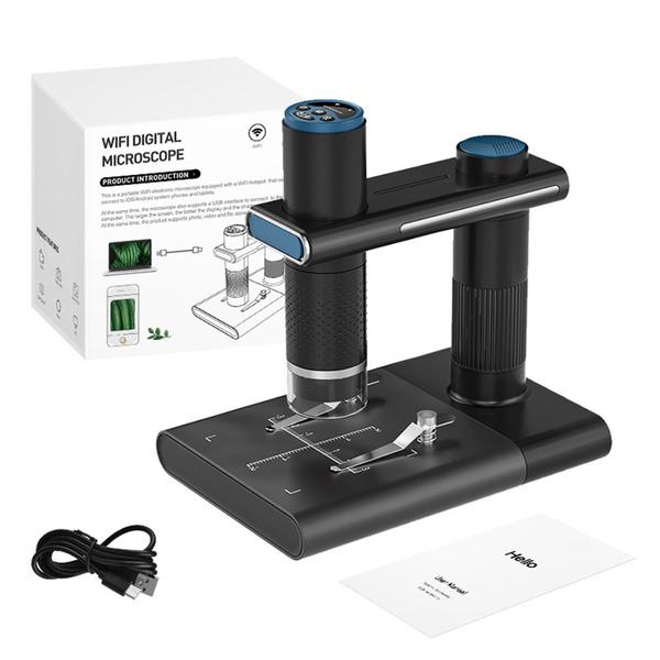 Vezeték nélküli digitális mikroszkóp, nagy tisztaságú 1080p WIFI 50x-1000x nagyítás - Fekete, változat 1