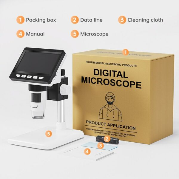 Digitális mikroszkóp 2 MP Pixel 50-1000X nagyítás az azonosításhoz, megfigyeléshez
