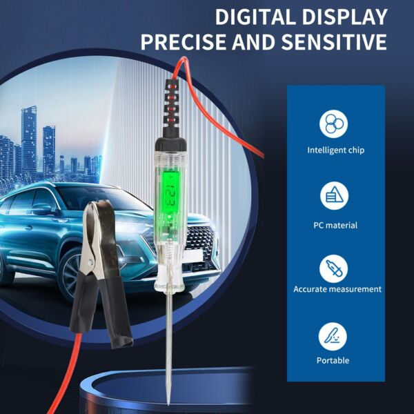 Autóipari áramkörvizsgáló 3-120 V, továbbfejlesztett feszültségvizsgáló Hordozható elektromos teszttoll LCD-kijelzővel