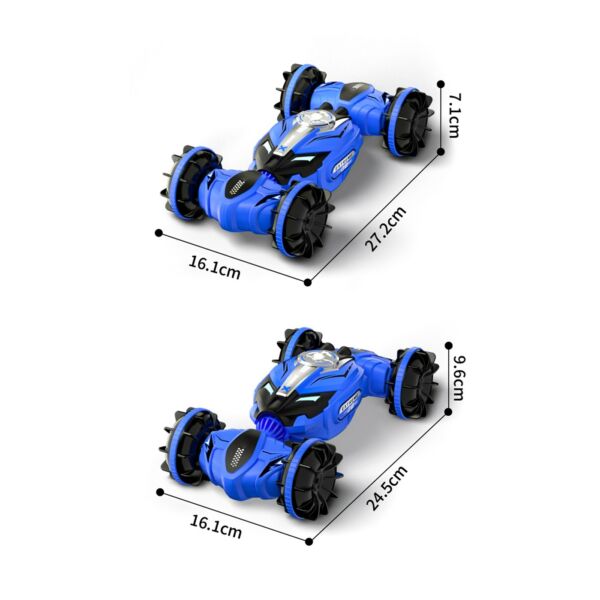 2,4 GHz-es távirányítós kaszkadőr autó átalakító kétéltű autó - Kék, 3 akkumulátor