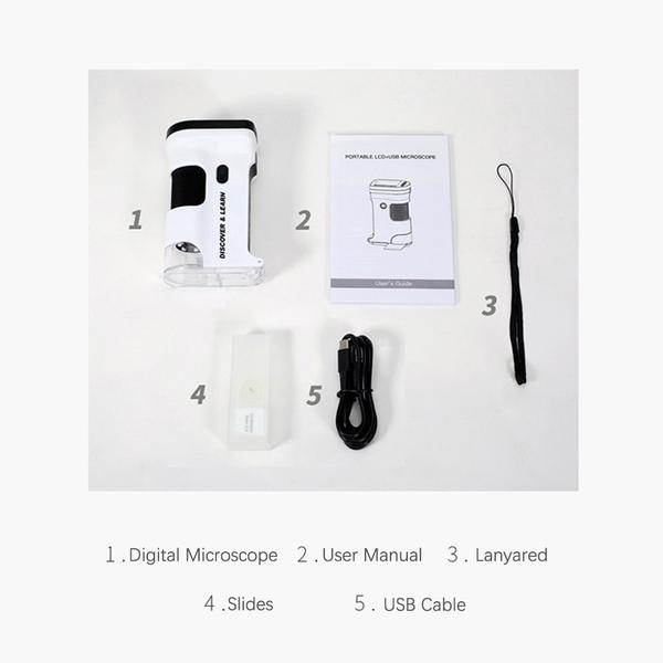 Kézi digitális USB mikroszkóp 12M felbontású 1080P FHD támogatás 64GB TF kártya 2,0 hüvelykes LCD képernyővel növények, rovarok, kövek megfigyeléséhez