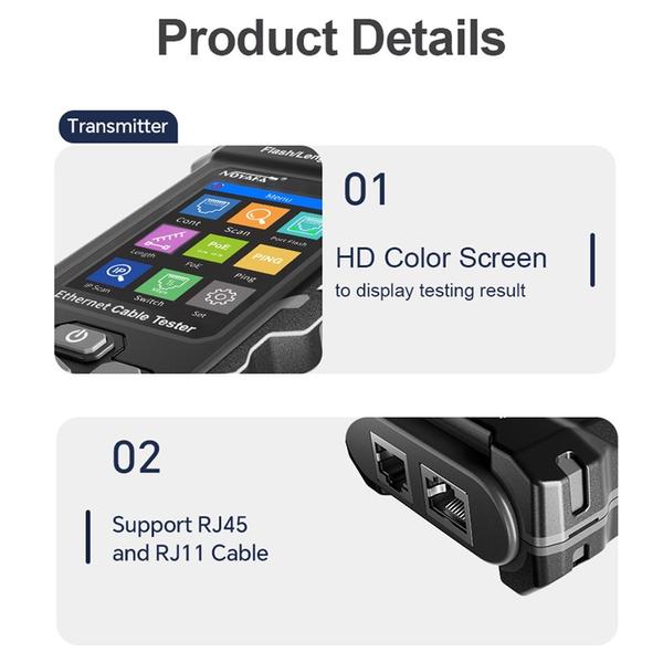 NOYAFA NF-8506 LCD digitális hálózati kábeltesztelő, újratölthető hálózati vonalkereső, többfunkciós vezetékkövető