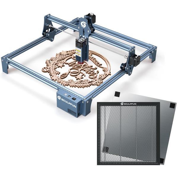 SCULPFUN S9 5W lézergravírozó 400x400 mm-es méhsejt táblával