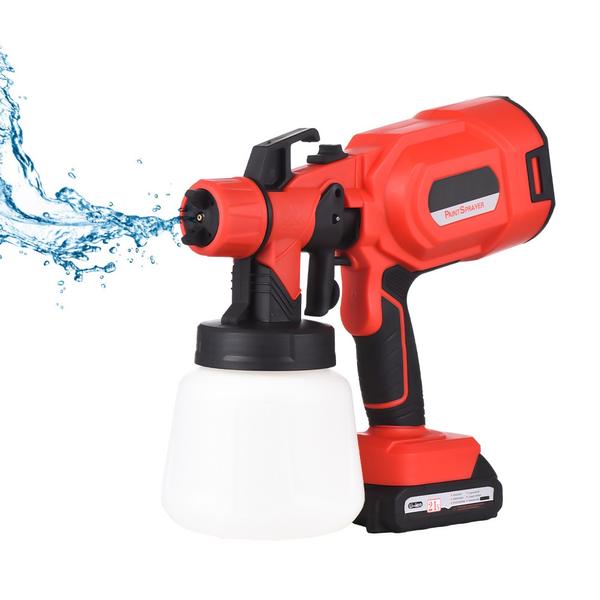21V Max akkumulátoros elektromos festékszóró 3 réz fúvókával 3 permetezési mintával 900 ml-es tartály bútorokhoz / kerítéshez / falakhoz / ajtókhoz / kerti székekhez - Piros