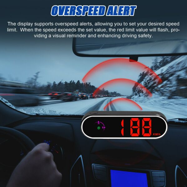 Autós kijelzős GPS digitális sebességmérő színes LED-es kijelzővel, órával és iránytű funkcióval, sebességtúllépés riasztóval teherautó SUV RV-hez