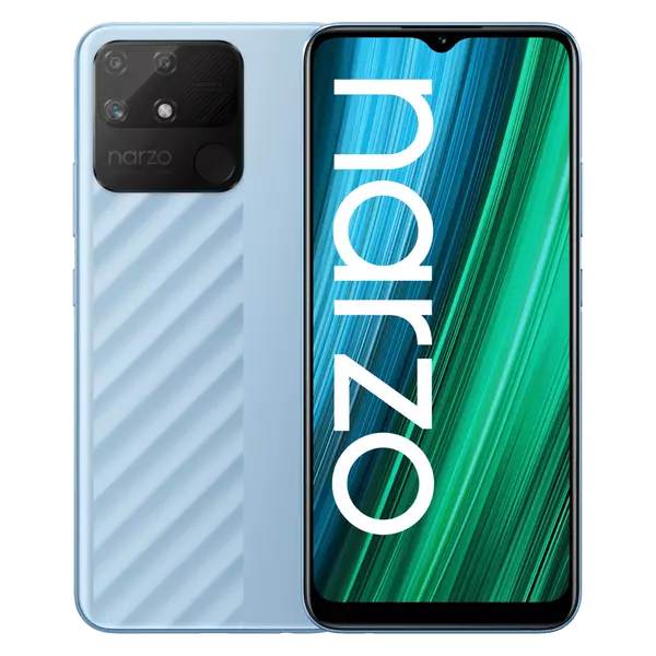 EU ECO Raktár - Realme Narzo 50A NFC Helio G85 50MP Triple Camera 6000mAh 4GB RAM 128GB ROM 18W Gyorstöltéssel 6.5 inch Octa core 4G Okostelefon - Kék