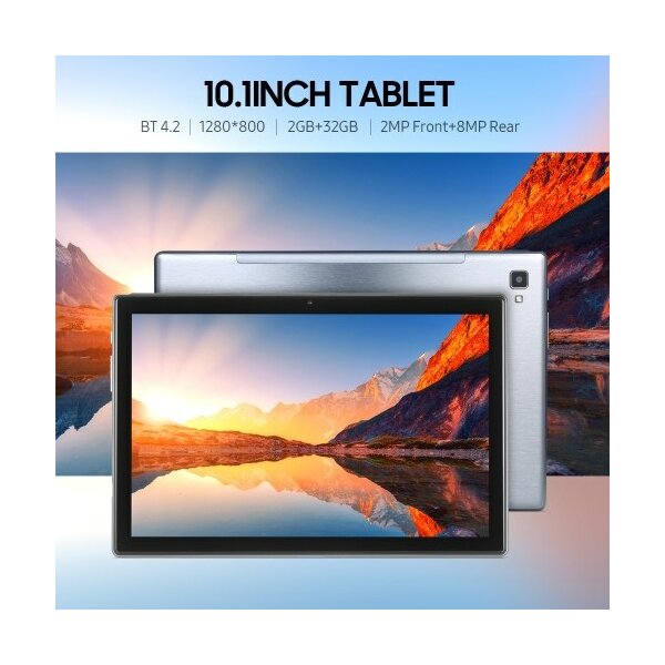 EU ECO Raktár - 10.1inch Tablet Octa-core Processor,1.6GHz/Android 9.0 OS/10.1’’ 1280*800 IPS Kijelzővel /2GB RAM + 32GB ROM/2MP Front+8MP előlapi Kamera - Ezüst