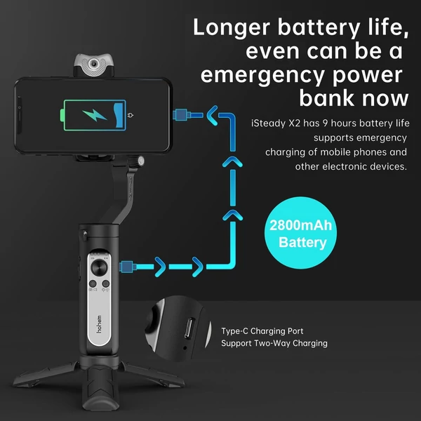 EU ECO Raktár - Hohem iSteady V2 3-Tengelyes Kézi Mobiltelefon Stabilizátor Gimball - Szürke