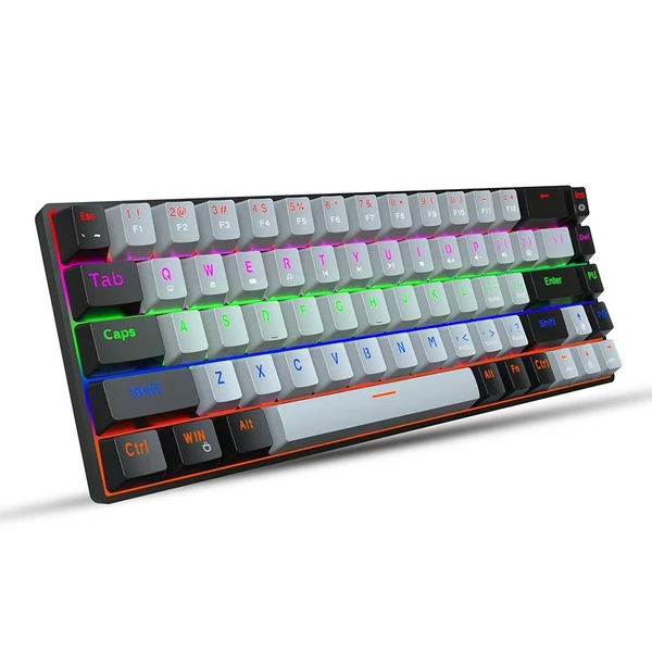 EU ECO Raktár - HXSJ V800 68 Gombos Vezetékes Mechanikus Gamer Billentyűzet RGB Háttérvilágíátssal - Szürke