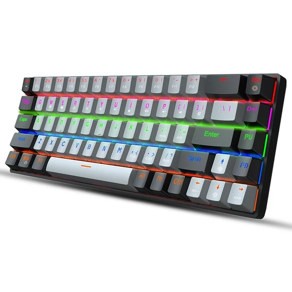 EU ECO Raktár - HXSJ V800 68 Gombos Vezetékes Mechanikus Gamer Billentyűzet RGB Háttérvilágíátssal - Szürke