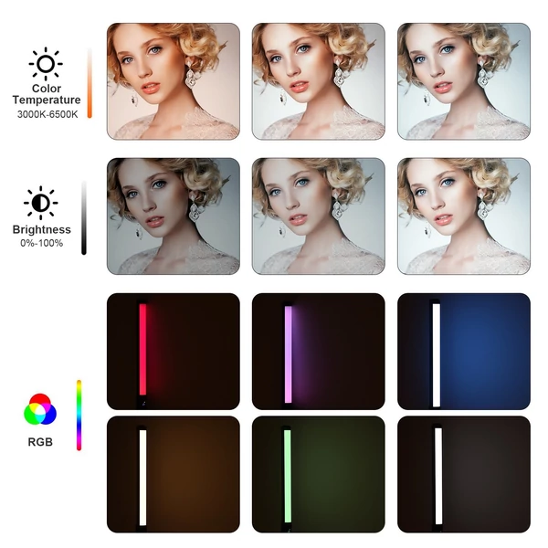 20W Kézi LED Lámpa RGB Fényekkel - Fehér