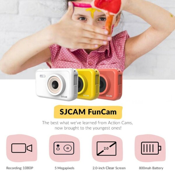 EU ECO Raktár - SJCAM FunCam 1080P Nagy Felbontású Hordozható Akció Kamera Gyerekeknek 12 megapixeles 2,0 hüvelykes LCD kijelzővel - Piros