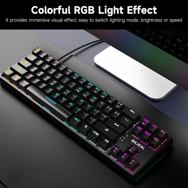 BAJEAL K71 Vezetékes 71 Gombos Mechanikus Gamer Billentyűzet RGB Háttérvilágítással - Fehér