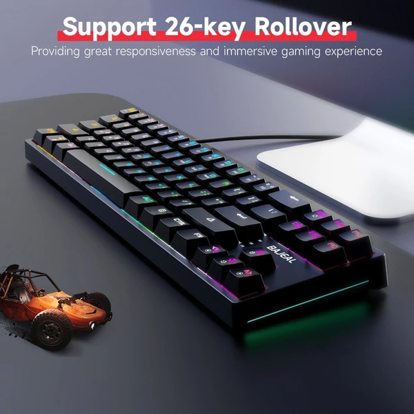 BAJEAL K71 Vezetékes 71 Gombos Mechanikus Gamer Billentyűzet RGB Háttérvilágítással - Fehér