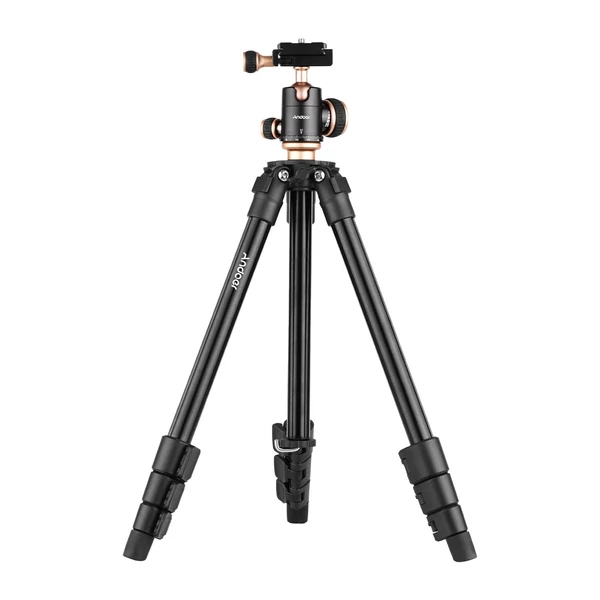 Andoer Q160SA Állítható magasságú hordozható utazóállvány DSLR Tripod Kameraállvány - Fekete