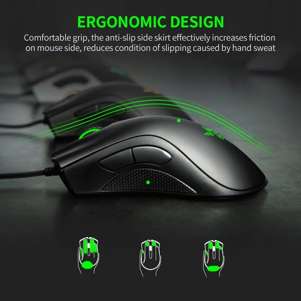 Razer DeathAdder 6400DPI Optikai Gamer Egér 5 Programozható Gombbal - Fekete