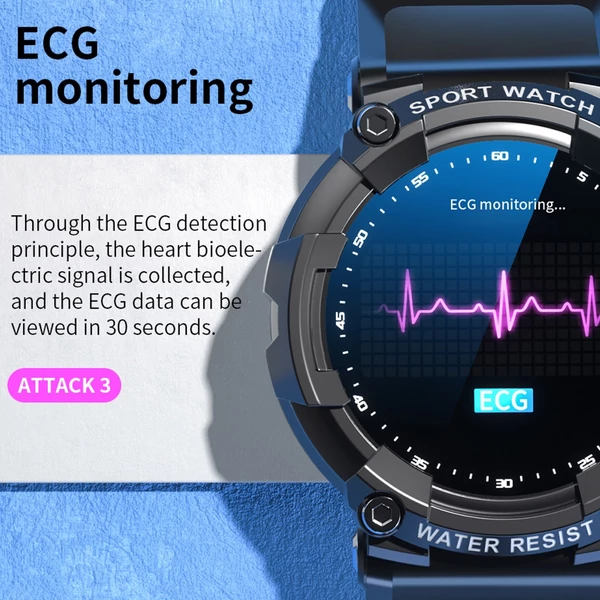 LOKMAT ATTACK 3 1.28-inch TFT BT-hívás EKG-monitorozás Vezetéknélküli Sporttevékenységmérő Bluetooth Okosóra