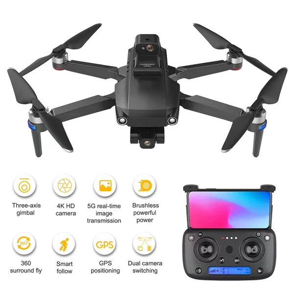  EU ECO Raktár - S806 PRO2 5G Wifi GPS 4K Kamerával Rendelkező RC Quadrokopter Drón Beépített Stabilizátorral 3 Akkumulátorral - Fekete