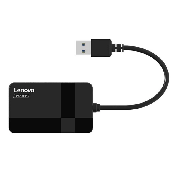 Lenovo D303 USB3.0 4-in-1 SD/TF/MS/CF Nagysebességű Külső Kártyaolvasó - Fekete