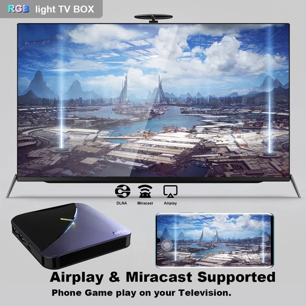 EU ECO Raktár - A95X F3 Air II Android 11.0 Smart TV Box Amlogic S905W2 UHD 4K Media Player 2.4G/5G Dual-band WiFi BT5.0 AV1 VP9 H.265 TV Box 4GB RAM + 64GB ROM - Fekete