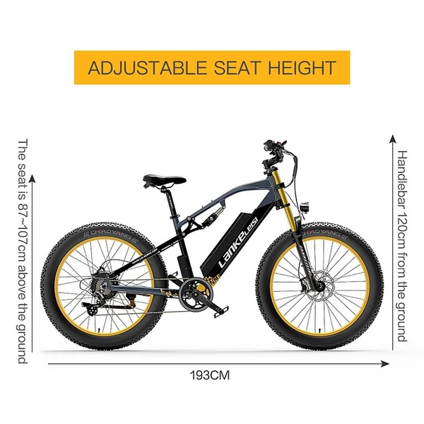 EU ECO Raktár - 26Inch 1000W Elektromos E-Bike Kerékpár 130KM Hatótávval 42km/h Végsebességgel - Fekete