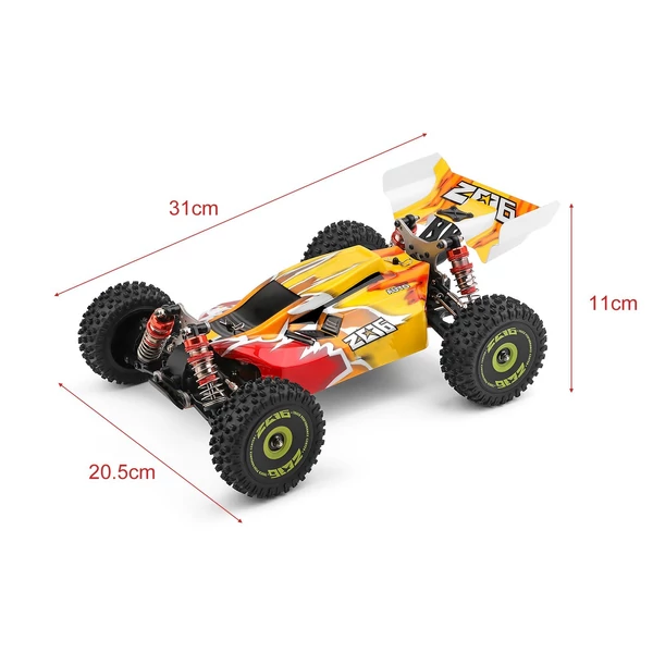 EU ECO Raktár - WLtoys XKS 144010 2.4GHz 4WD Vezetéknélküli Off-Road Távirányítható RC Autó 75KM/H Végsebességgel - Sárga