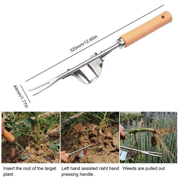 Hordozható kézi gyomláló gyökeresedő fű gyomnövény eltávolító szerszám ergonomikus fa fogantyúval