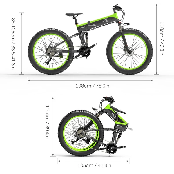 BEZIOR X1500 1500 W 26 hüvelykes összecsukható elektromos kerékpár 48 V 12,8 AH - Sárga