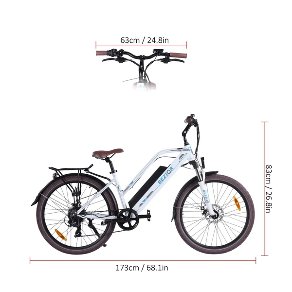 BEZIOR M2 26 hüvelykes, 250 W-os teljesítményrásegítő elektromos kerékpár - Fekete