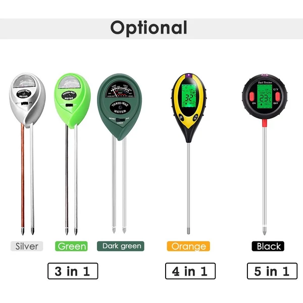 3 az 1-ben Talajvizsgáló nedvességtartalommal pH-mérő kertészeti eszköz mezőgazdasági pázsithoz beltéri kültéri használatra - Ezüst