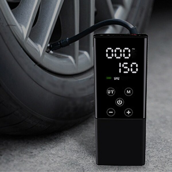 Hordozható Mini autós 150PSI Kompresszor Pumpa LED Kijelzővel - Fekete