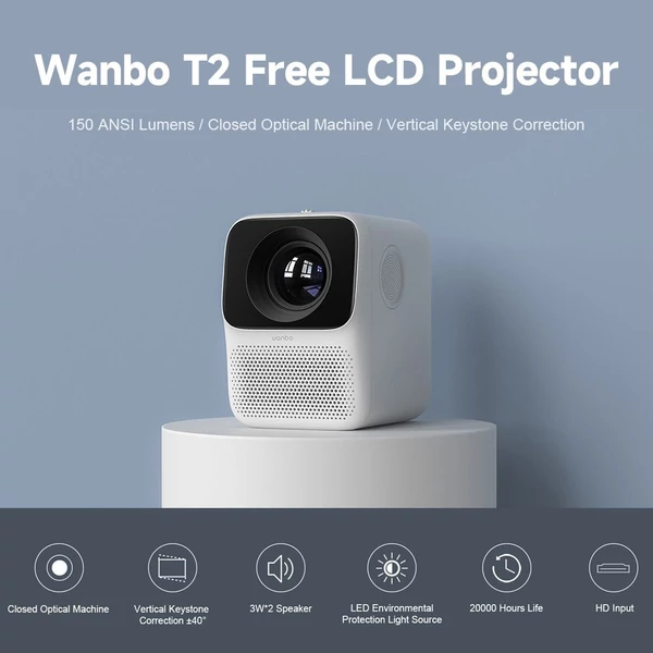 EU ECO Raktár - Wanbo T2 Free LCD Projector 150 ANSI Lumens LED Projektor - Fehér