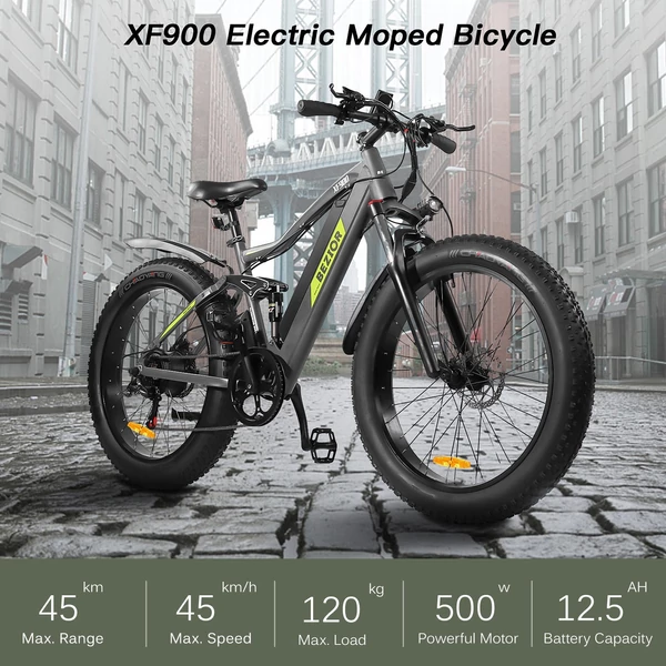 EU ECO Raktár - BEZIOR XF900 Elektromos E-Bike Kerékpár 48V 500W Motorral 12.5AH Akkumulátorral 45km/h Maximális Sebességgel - Fekete