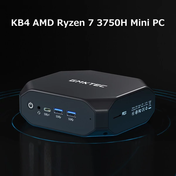 EU ECO Raktár - GMK NucBox KB4 Mini PC AMD Ryzen 7 3750H Processor Radeon Vega 10 Graphics GPU 16GB RAM + 512GB SSD - Fekete