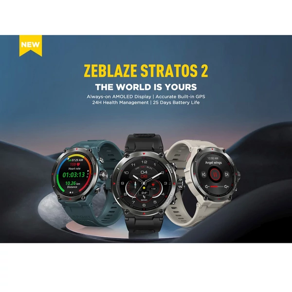 EU ECO Raktár - Zeblaze Stratos 2 1.3-inch Érintőkijelzővel Rendelkező Vezetéknélküli Sporttevékenységmérő Okosóra - Fekete