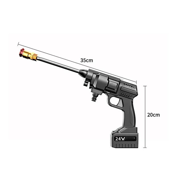 EU ECO Raktár - 24V Vezeték nélküli hordozható Magasnyomású Kézi Mosó Pisztoly 200W 30 Bar Nyomással - Fekete