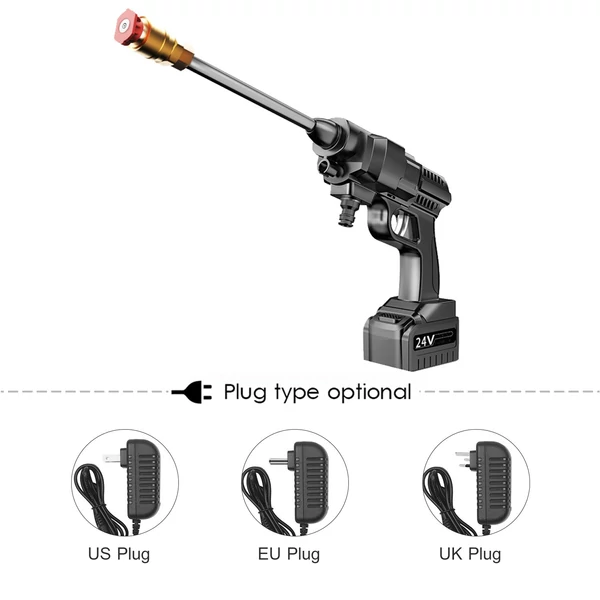 EU ECO Raktár - 24V Vezeték nélküli hordozható Magasnyomású Kézi Mosó Pisztoly 200W 30 Bar Nyomással - Fekete