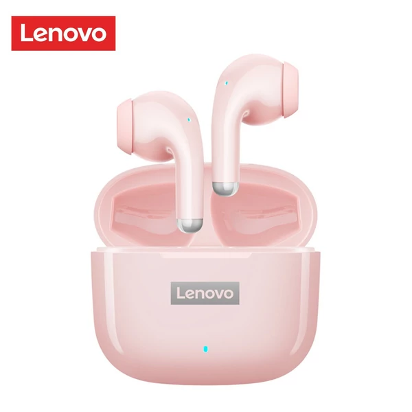 Lenovo LP40 True Wireless Vezetéknélküli BT 5.1 Mini Fülhallgató Töltő Tokkal - Rózsaszín