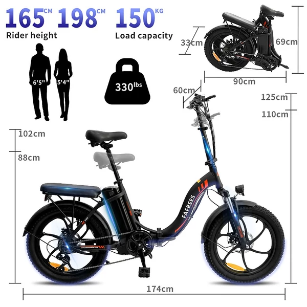 EU ECO Raktár - FAFREES F20 36V 250W 15AH Motorral Rendelkező Elektromos Kerékpár 25km/h Sebességgel - Fekete