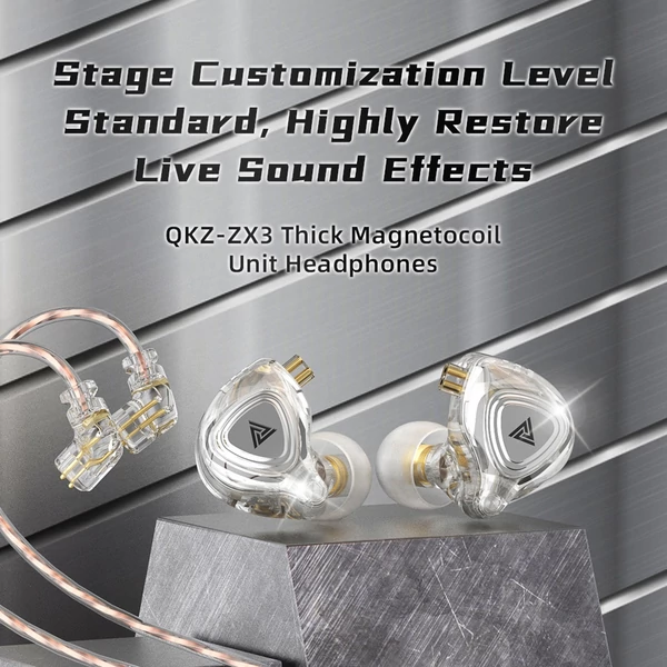 QKZ ZX3 Dynamic Drive HIFI Bass Vezetékes Sport Fülhallgató Zajcsökkentéssel - Arany