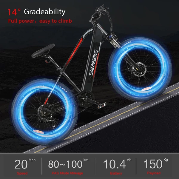 EU ECO Raktár - SAMEBIKE MY-275 48V 500W 10.4AH Akkumulátorral Rendelkező Elektromos Kerékpár 32km/h Végsebességgel - Fekete