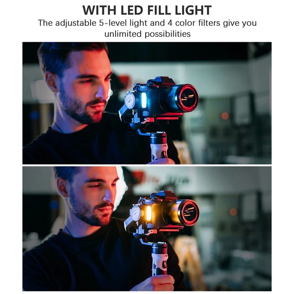 EU ECO Raktár - ZHIYUN CRANE-M2 S kompakt kézi 3 tengelyes kardánstabilizátor készlet LED Világítással Beépített Akkumulátorral - Fekete