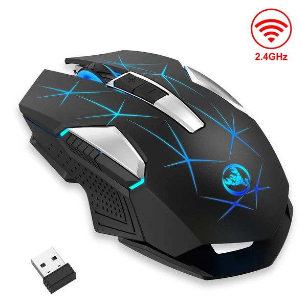 HXSJ T300 2.4G Vezetéknélküli Állítható Sebességű Gamer Egér - Fekete